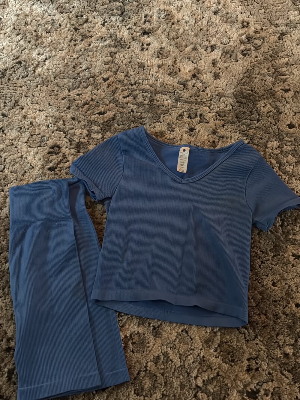 Yogalicious Kids Ribbed Two-Piece Set in Blue